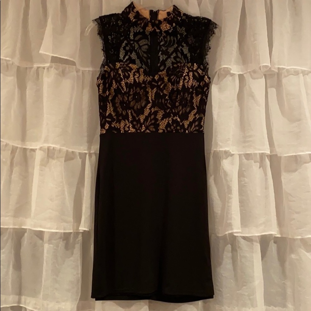 Black and Nude Lace Dress